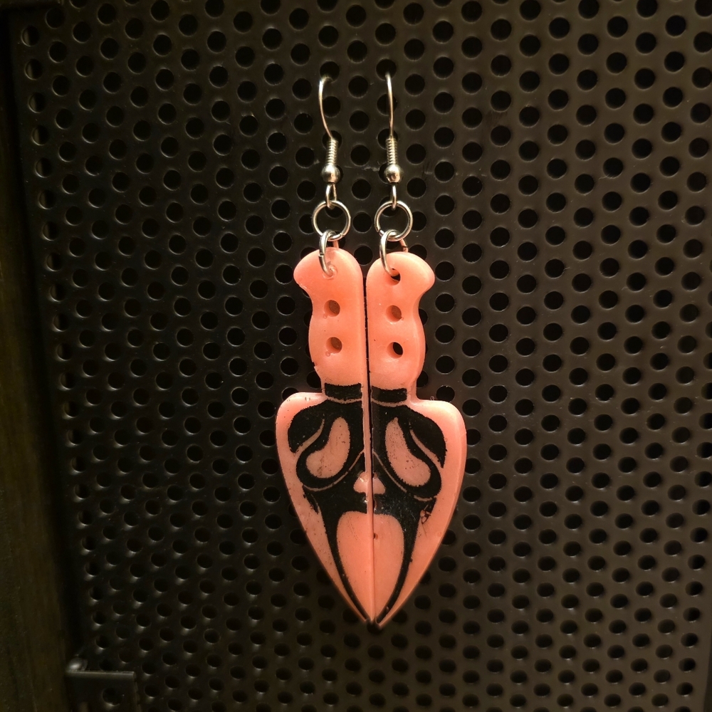 Light Pink Ghostface Knife Earrings